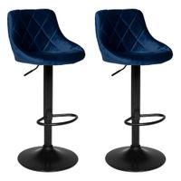 juego de 2 taburetes de bar de terciopelo azul