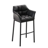 taburete de bar damaso cuero sintetico con base de cuatro patas simil cuero negro 48x64x110 cm clp