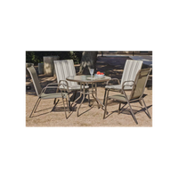 conjunto mesa y 4 sillones acero para jardin y terraza