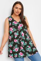 yours blusa negra de pico con flores tropicales mujer curvy y tallas grandes yours