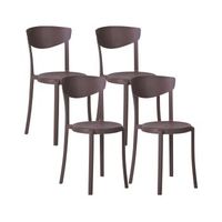 conjunto de 4 sillas de comedor de polipropileno ligero resistente marron vieste