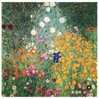 cuadro lienzo - jardin de flores - gustav klimt - cm 60x60