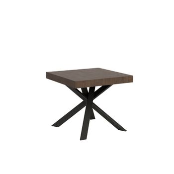 Mesa extensible 90x90/194 cm efecto madera nogal, hierro