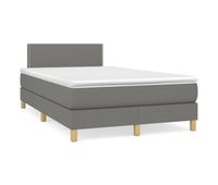cama box spring con colchon tela gris oscuro 120x200 cm liso con clavos