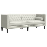 sofa chesterfield 3 plazas  sofa de descanso con cojines terciopelo blanco crema