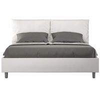 cama para adultos moderna con cojines acolchados de piel sintetica anja-color blanco-ropa de cama 160x200 cm