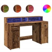 mesa de escritorio  escritorio de despacho  escritorio con led madera ingenieria envejecida 140x55x91 cm
