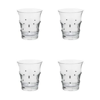 Juego de 4 vasos de agua de vidrio soplado transparente y negro h10