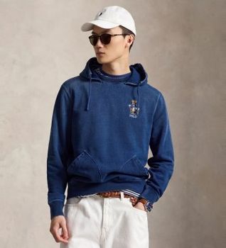 Polo Ralph Lauren para hombre. 710B18563001 Sudadera de rizo con capucha y Polo Bear marino (XXL), Casual, Algodón, Manga larga