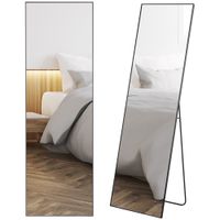 homcom espejo de pie de aleacion de aluminio espejo de cuerpo entero de pared con 2 formas de uso rectangular 50x37x585 cm negro   aosom espana