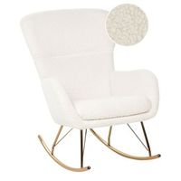 silla mecedora de boucle blanco dorado poliester patas de metal anaset