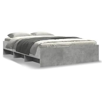 Estructura De Cama Madera De Ingeniería Gris Hormigón 140x190cm Vidaxl