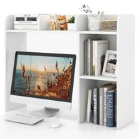 costway estanteria de escritorio de madera para encimera con 4 estantes y compartimento abierto organizador de escritorio 94 x 25 x 74 cm