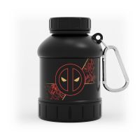 envase con llavero para proteina de myprotein - deadpool - negro
