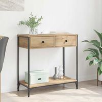 mesa consola - mueble para salon - madera contrachapada - roble artesanal 75x345x75cm