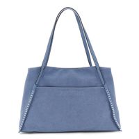 bolso de compras efecto ante practico bolsillo frontal logotipo de alta frecuencia light blue