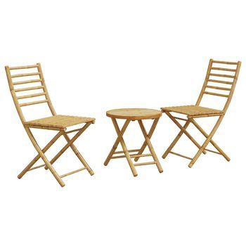 Juego De Mesa Y Sillas De Jardín 3 Uds | Conjunto De Mesa Y Sillas Bambú