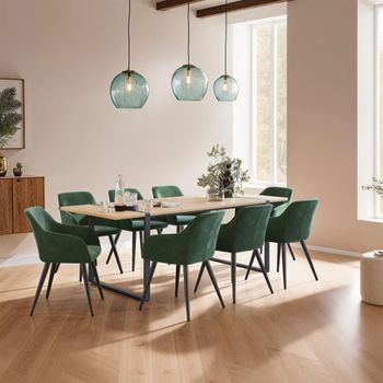 Silla de comedor aterciopelada 58 x 62 x 82 cm verde oscuro/negro