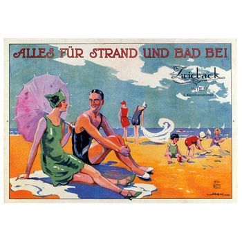 Legendarte - Cartel Publicitario Vintage Zwiebach - Austria - Cuadro Lienzo, Impresión Digital Cm. 50x70