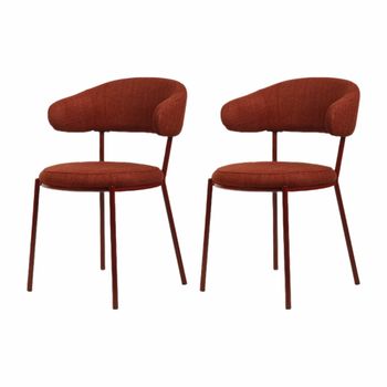 Conjunto de 2 sillas de comedor rojas acolchadas en tela