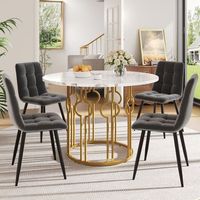 conjunto de comedor - mueble de salon - mdf y terciopelo - multicolor 100x100x76cm