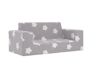 Sofá infantil - sofá para niños de 2 plazas gris claro con estrellas felpa suave