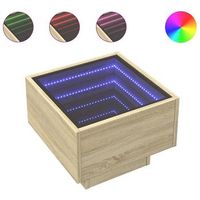 mesa auxiliar con led madera ingenieria roble sonoma 40x40x30cm vidaxl