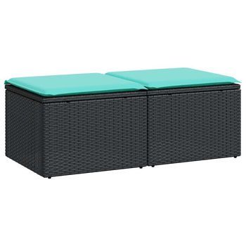 Set Sofás Jardín Y Cojines 2 Pzas Ratán Sintético Acacia Negro Cfw464460