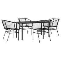 juego de comedor jardin 5 uds ratan sintetico vidrio negro cfw652476