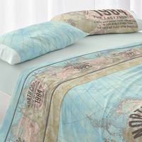 juego de sabanas 100 algodon vintage mapas cama de 200 cm color gris burrito blanco