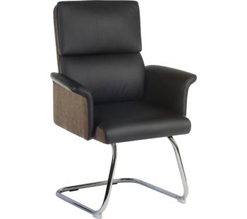 TEKNIK Elegance 6959BLK Faux-Leather Visitor Chair - Black & Brown, Black