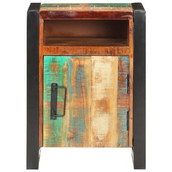 Mesita De Noche De Madera Maciza Reciclada 40x35x55 Cm