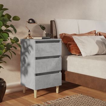 Mesita De Noche - Mueble Para Dormitorio - Madera Contrachapada - Gris Hormigón (40x35x69cm)