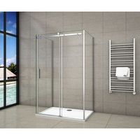 aica mampara de ducha corredera frontal y un panel lateral perfil cromado vidrio templado 8mm antical 678-698x1033-1053x680-700x1950mm
