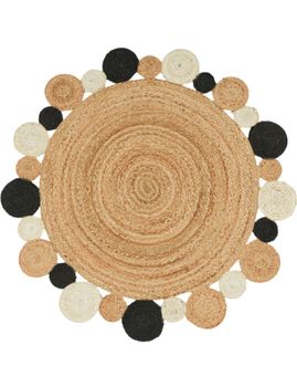 Alfombra de yute Vibora negro 200 cm redondo