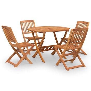 Juego De Comedor De Jardín 5 Piezas | Mueble De Jardín Madera Maciza De Acacia