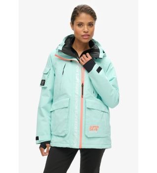 Superdry para mujer. WS110165A Chaqueta de esquí Ultimate Rescue turquesa (M), Deportivo, Nieve, Poliéster Reciclado, Sostenible