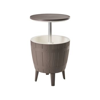 Mesa Cubitera Nevera ⌀ 48 Cm Polipropileno Redonda Enfriador Ajuste De Altura Gris Pardo Silg