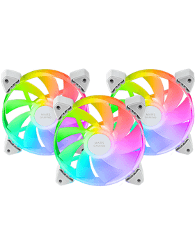 KIT 3xVENTILADOR INTERNO ARGB MARS GAMING MF-3ARW KIT BLANCO 12x12cm ARGB RAINBOW ASPAS INVERTIDAS