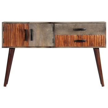 Mesa Consola | Mesa De Entrada | Mesa Auxiliar De Madera Maciza De Mango Gris 120x35x75 Cm