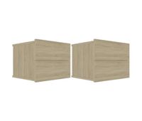 vidaxl mesitas de noche 2 uds contrachapada color roble 40x30x30 cm