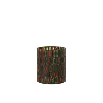 Portavelas curvo de vidrio multicolor 10x10x12.5 cm