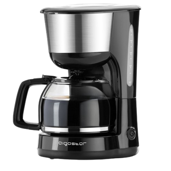 Aigostar Chocolate 30HIK–Cafetera de goteo, 1000w Cafetera de Filtro, con Filtro Reutilizable, Función Recalentar y Mantener Caliente. Sistema Antigoteo. 1,25l(10 Tazas), Libre de BPA.