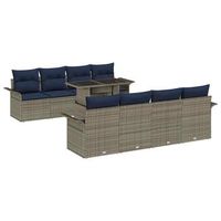 conjunto de sofa de jardin 9 pcs gris rattan de poliester vidaxl