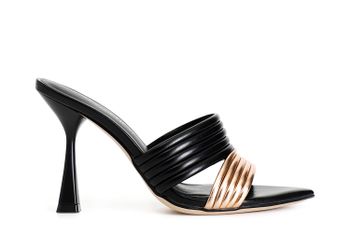 zapatilla bicolor con tiras acolchadas black/peach