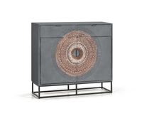comoda madera de mango y patas de metal gris y marron multicolorginer y colomer 90x32x100