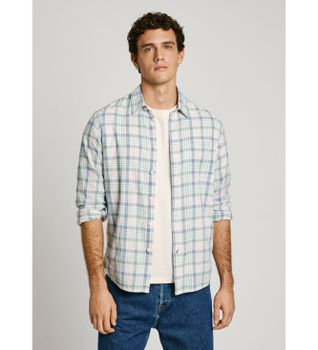Pepe Jeans para hombre. PM308853 Camisa Aitor azul (M), Casual, Lino, Manga larga