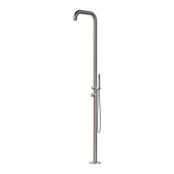 Ducha Exterior Acero Inoxidable 316 Satinada Con Desviador Mezclador Y Flexible Anticalcáreo