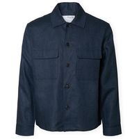 selected abrigo relaxed overshirt - wyatt linen - outer space para hombre