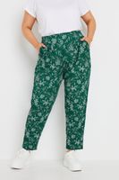 yours curve green leaf print double pleat trousers mujer curvy y tallas grandes yours